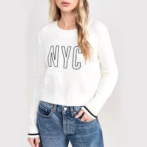 NWT Z SUPPLY Women's NYC Milan Sweater, Sea Salt, Graphic, Off White, L